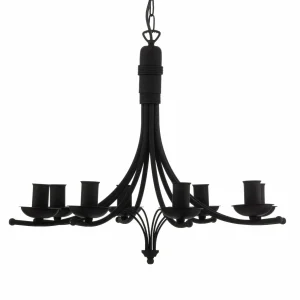 New Lamkur Lustre Kandela, à huit lampes, noir