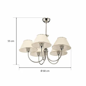 Online Jupiter Lustre London chromé/crème, à 5 lampes