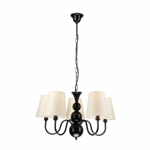 Best Sale Lamkur Lustre Mary avec cinq abat-jour, noir/blanc