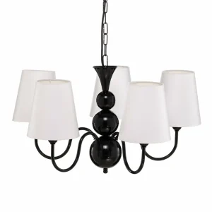 Best Sale Lamkur Lustre Mary avec cinq abat-jour, noir/blanc