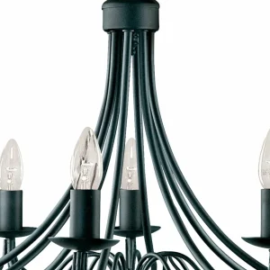 Store Searchlight Lustre Maypole noir mat à 8 lampes