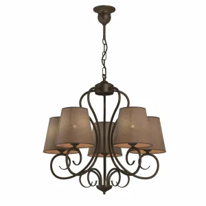 Cheap Lamkur Lustre Midgrad à cinq lampes, brun