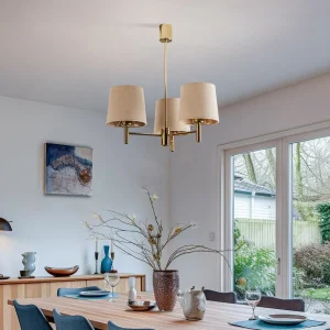 Best Argon Lustre Polo, 3 lampes, beige/laiton foncé