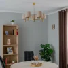 Shop Argon Lustre Polo, 5 lampes, beige/laiton foncé