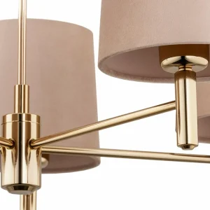 Shop Argon Lustre Polo, 5 lampes, beige/laiton foncé