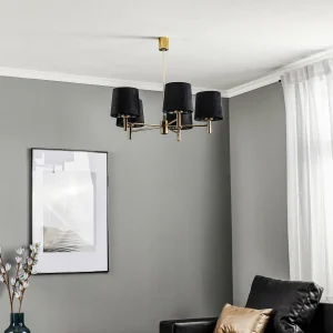 Discount Argon Lustre Polo, 5 lampes, noir/laiton foncé