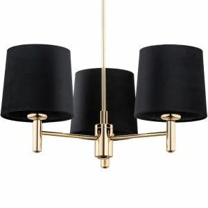 Cheap Argon Lustre Polo, 3 lampes, noir/laiton foncé