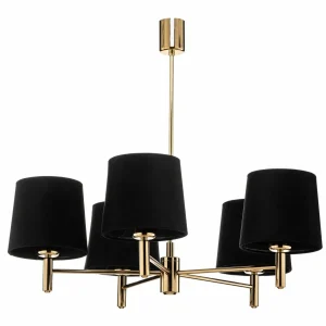 Discount Argon Lustre Polo, 5 lampes, noir/laiton foncé