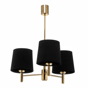 Cheap Argon Lustre Polo, 3 lampes, noir/laiton foncé