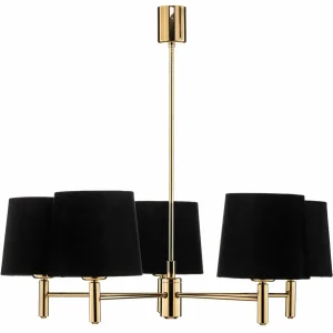 Discount Argon Lustre Polo, 5 lampes, noir/laiton foncé