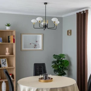 Shop Argon Lustre Ravello, à 5 lampes, noir/blanc/or