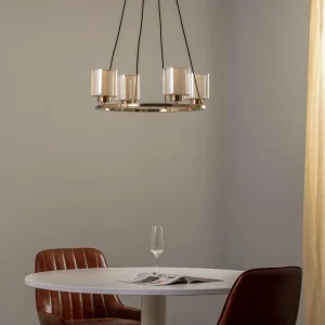 Cheap Lucea Lustre Ressa, Ø 59 cm, laiton ancien, à 4 lampes
