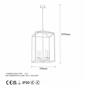 Fashion Opviq Lustre Till 13256, doré, métal, à 4 lampes