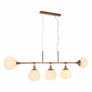 Hot Maytoni Erich suspension à 5 lampes laiton/blanche