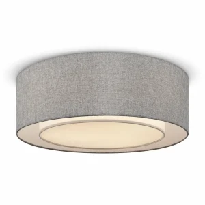 Store Maytoni plafonnier Bergamo, gris/blanc, lin, Ø 52 cm