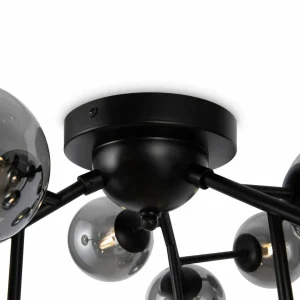 Online Maytoni Plafonnier Dallas, noir/gris fumée 12 lampes verre