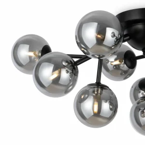 Online Maytoni Plafonnier Dallas, noir/gris fumée 12 lampes verre