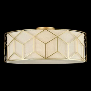 Store Maytoni plafonnier Messina, Ø 57 cm, beige, lin