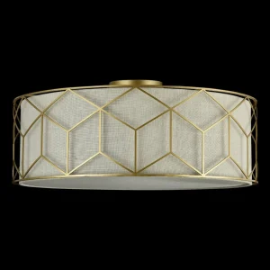 Store Maytoni plafonnier Messina, Ø 57 cm, beige, lin