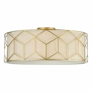 Store Maytoni plafonnier Messina, Ø 57 cm, beige, lin