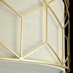 Store Maytoni plafonnier Messina, Ø 57 cm, beige, lin
