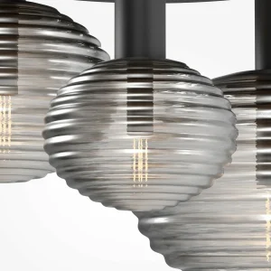 Online Maytoni plafonnier Reels, 3 lampes, noir / fumé, verre
