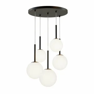 Cheap Maytoni suspension Basic form, noir, Ø 58 cm, 5 lampes à verre