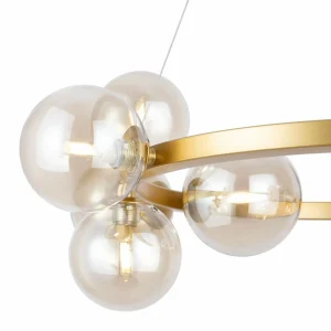Cheap Maytoni suspension Dallas, 11 lampes, doré/ambre