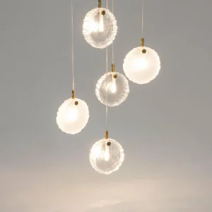 Shop Maytoni suspension Frozen, à 5 lampes, blanc / laiton, verre