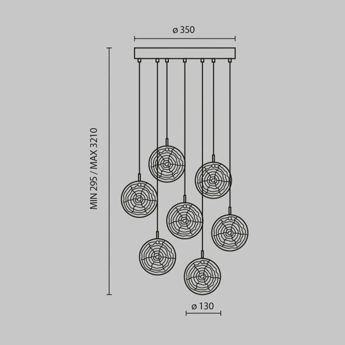 Hot Maytoni suspension Frozen, à 7 lampes, multicolore / laiton, verre