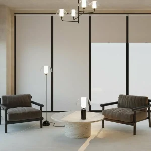 Store Maytoni suspension Memory, 4 lampes, noir, céramique, verre