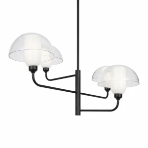 Store Maytoni suspension Memory, 4 lampes, noir, céramique, verre