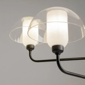Store Maytoni suspension Memory, 4 lampes, noir, céramique, verre