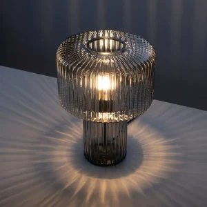 Best Paul Neuhaus lampe à poser Fungus, fumé, verre, 34 cm