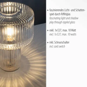 Fashion Paul Neuhaus lampe à poser Fungus, transparent, verre, 34 cm