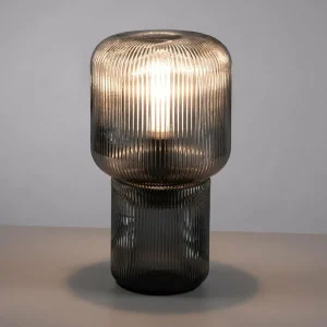 Best Paul Neuhaus lampe à poser Mashi, gris fumé, verre, 27 cm, E27