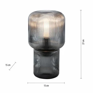 Best Paul Neuhaus lampe à poser Mashi, gris fumé, verre, 27 cm, E27