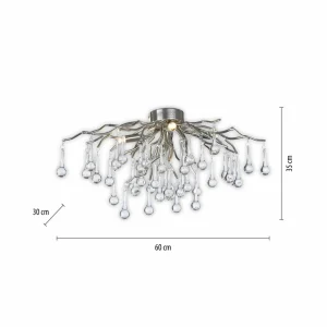 Flash Sale Paul Neuhaus plafonnier Icicle, suspension en verre, 4 lampes, argenté
