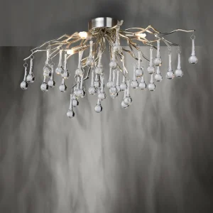 Flash Sale Paul Neuhaus plafonnier Icicle, suspension en verre, 4 lampes, argenté
