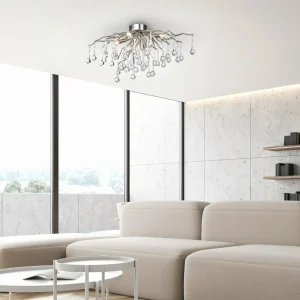 Flash Sale Paul Neuhaus plafonnier Icicle, suspension en verre, 4 lampes, argenté