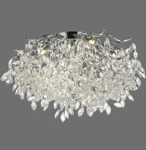 Store Paul Neuhaus plafonnier Ricicle, suspension en cristal, Ø 60 cm