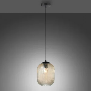 Sale Paul Neuhaus Suspension Shitake, ambre, verre, Ø 19 cm, E27