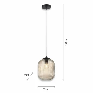 Sale Paul Neuhaus Suspension Shitake, ambre, verre, Ø 19 cm, E27