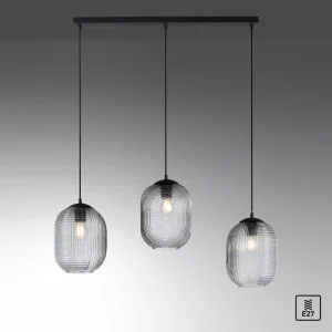Online Paul Neuhaus Suspension Shitake, gris fumé, verre, 86 cm, E27