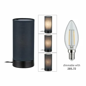 Outlet Paulmann Pia lampe à poser en tissu, noire/grise