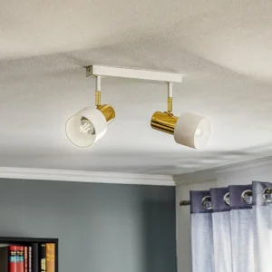 Sale Argon Plafonnier à spots Destin à 2 lampes, blanc/laiton