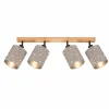 Shop Briloner Plafonnier à spots Stofa, étoiles, taupe, 4 lampes