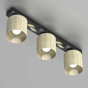 Flash Sale Luminex Plafonnier Adeline abat-jour rotin à 3 lampes long