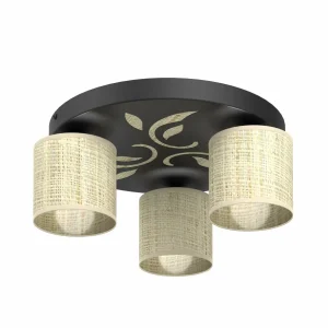Shop Luminex Plafonnier Adeline abat-jour rotin à 3 lampes rond