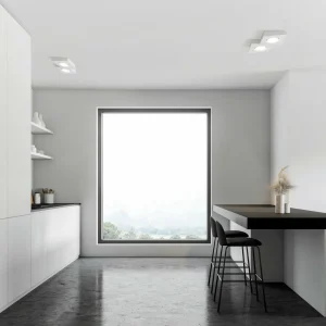 New TECNICO by Sforzin Plafonnier Anchise, à 2 lampes, 23,5 cm, blanc, plâtre, GX53